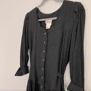 1980s Jolibel Witchcore Black Crinkle Dress